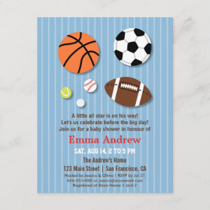 Sport Thema Baby Shower Uitnodigingen