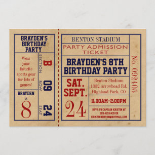  sport Ticket Birthday Invite - Basketball Kaart
