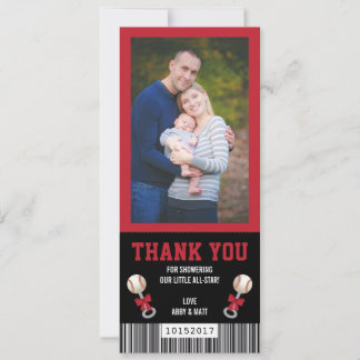 Sport Ticket Dank u Kaart, Baseball, Rood, Zwart Kaart