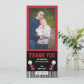 Sport Ticket Dank U Kaart, Honkbal, Rood, Zwart Kaart (Staand voorkant)