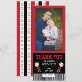 Sport Ticket Dank U Kaart, Honkbal, Rood, Zwart Kaart (Voorkant / Achterkant)