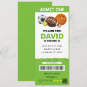 Sport Ticket Verjaardag Jongen Party Tickets Kaart (Voorkant / Achterkant)