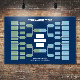 Sport Tournament Bracket - blauw 32 teams 4 groepe Poster