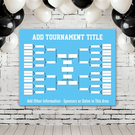Sport Tournament Bracket - Blue 32 teams Poster