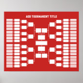 Sport Tournament Bracket for 64 Teams red Poster (Voorkant)