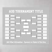 Sport Tournament Bracket - Silver Grey 32 teams Poster (Voorkant)