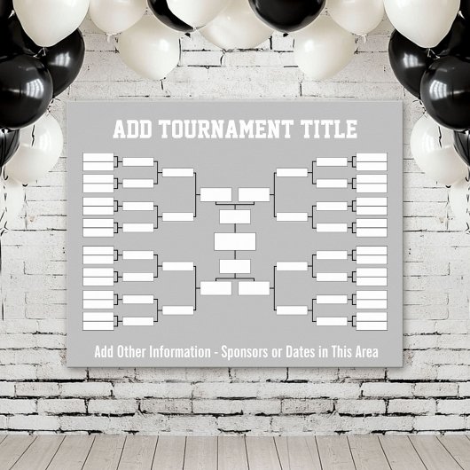 Sport Tournament Bracket - Silver Grey 32 teams Poster