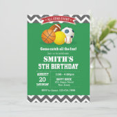 Sport Verjaardag Uitnodiging (Staand voorkant)