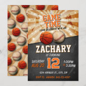 Sport verjaardag uitnodiging Basketbal (Voorkant / Achterkant)