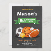 Sport verjaardag uitnodiging Party jongens All sta (Voorkant)