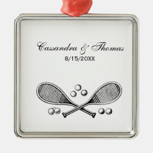 Sport Vintage Gekruist Tennisracket Tennisballen Metalen Ornament