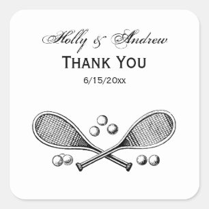 Sport Vintage Gekruist Tennisracket Tennisballen Vierkante Sticker