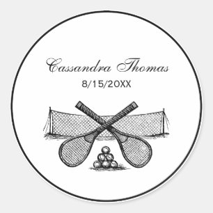 Sport Vintage Tennis Net, Gekruiste Rackets, Balle Ronde Sticker