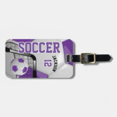 Sport Voetbal | DIY-tekst - Paars Bagagelabel (Voorkant horizontaal)