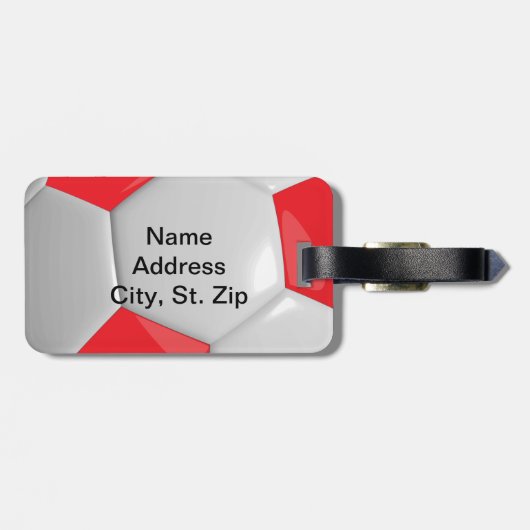 Sport Voetbal | DIY-tekst - rood Bagagelabel (Achterkant horizontaal)