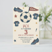 Sport Voetbal verjaardagsuitnodiging voor jongens Kaart (Staand voorkant)