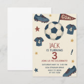 Sport Voetbal verjaardagsuitnodiging voor jongens Kaart (Voorkant / Achterkant)