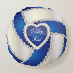 Sport Volleyball DIY-tekst Blauw Rond Kussen