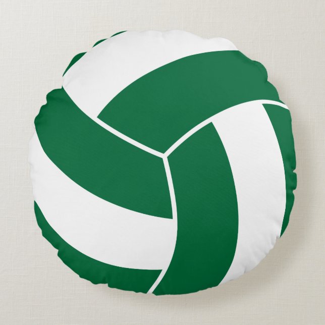 Sport 🏐 Volleyball - Donkergroen Rond Kussen (Voorkant)