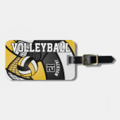 Sport Volleyball 🏐 - zwart en geel goud Bagagelabel (Voorkant horizontaal)