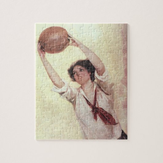 sport, Vrouw Basketball Player met bal Legpuzzel (Verticaal)