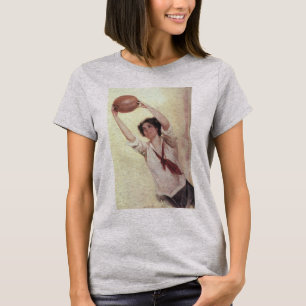  sport, Vrouw Basketball Player met bal T-shirt