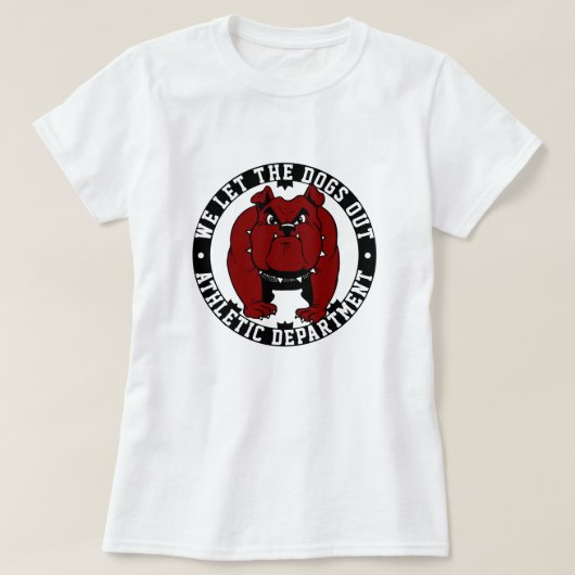 Sport We laten de honden uit atletische bulldog ma T-shirt (Design voorkant)