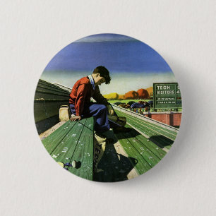 sport, zand Football ventilator met Megafone Ronde Button 5,7 Cm