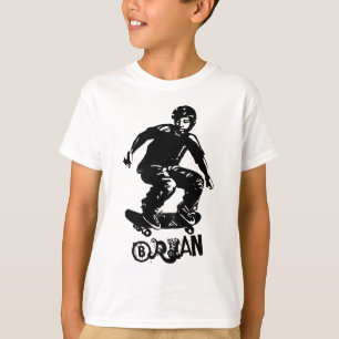 Sport Zwart op Witte Skateboarder Custom Name T-shirt