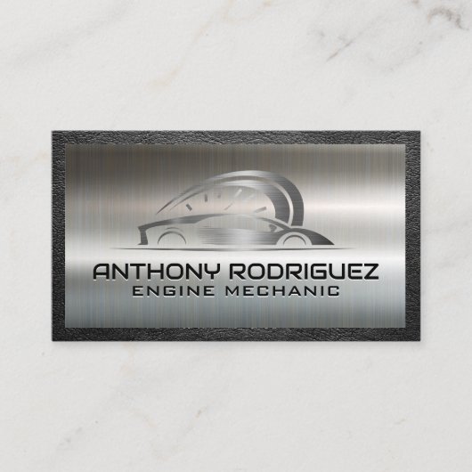 Sportauto Auto Logo | Metallic Geborsteld Visitekaartje (Voorkant)