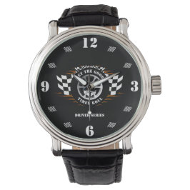 Sportauto Racing Wiel geruit Vlag Vlammen Pro Horloge