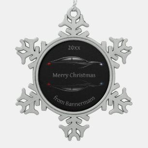 Sportauto's met datums voor kerstmis aanpassen tin sneeuwvlok ornament