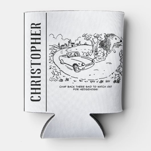 Sportauto's rijden op het platteland met hedgel blikjeskoeler (Voorkant)