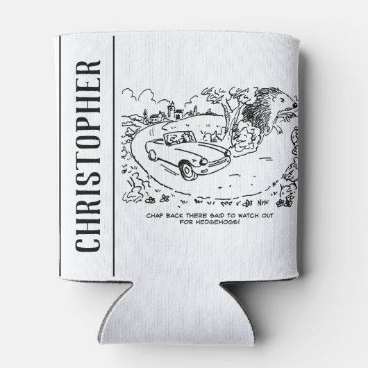 Sportauto's rijden op het platteland met hedgel blikjeskoeler (Achterkant)