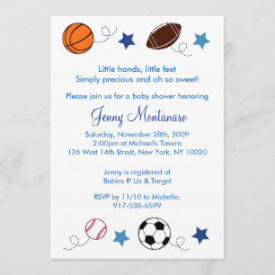 Sportbalken MVP Alle Star Baby shower Uitnodiging