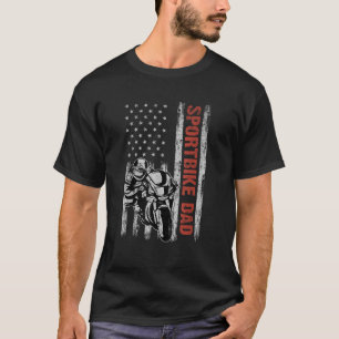 Sportbike Papa Amerikaanse vlag Vader Dag 4e van J T-shirt