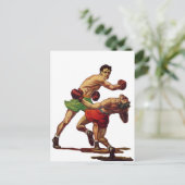  sportboxen, boxers in de strijd briefkaart (Staand voorkant)