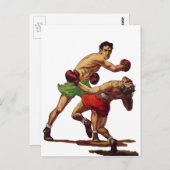  sportboxen, boxers in de strijd briefkaart (Voorkant / Achterkant)