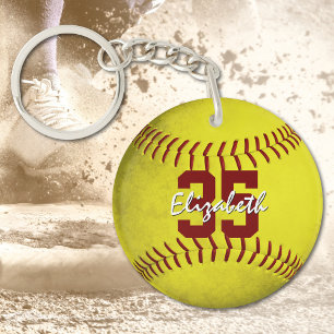 Sportcadeaus met teamnaam Softball Sleutelhanger