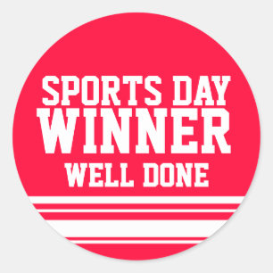 Sportdag Winner goed gedaan sticker rood
