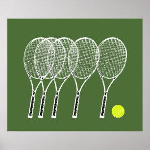 sportdecor tennisracket met bal poster