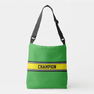 sporten strepen - geel zwart wit crossbody tas