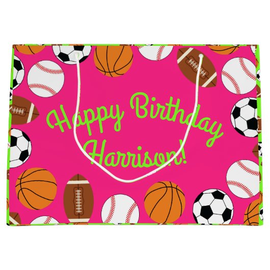 Sportfeest op zaterdag Kinder spoedroze meisjes Groot Cadeauzakje (Voorkant)