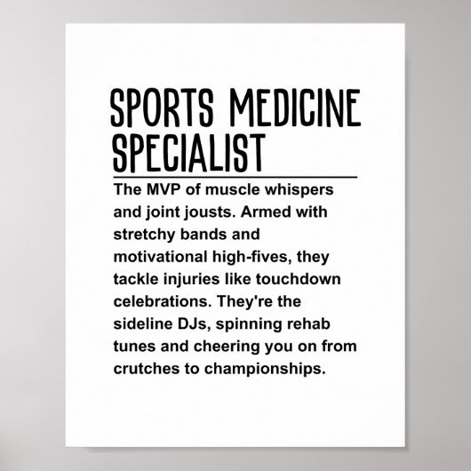 Sportgeneeskunde specialist poster (Voorkant)