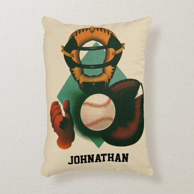  Sporthonkbalspeler, Catcher met Mitt Accent Kussen (Voorkant(Verticaal))