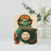  Sporthonkbalspeler, Catcher met Mitt Briefkaart (Staand voorkant)