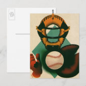  Sporthonkbalspeler, Catcher met Mitt Briefkaart (Voorkant / Achterkant)