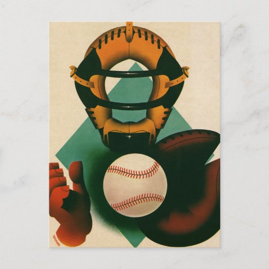  Sporthonkbalspeler, Catcher met Mitt Briefkaart (Voorkant)