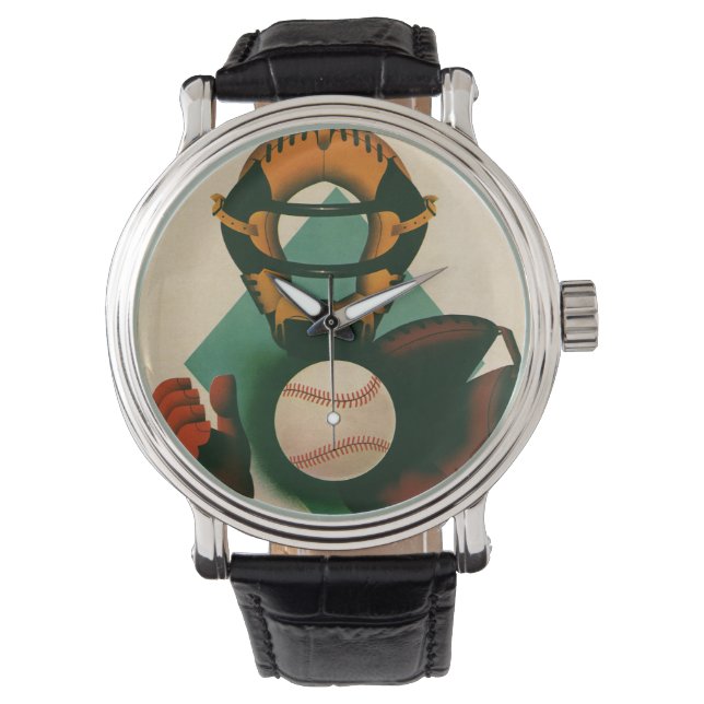  Sporthonkbalspeler, Catcher met Mitt Horloge (Voorkant)