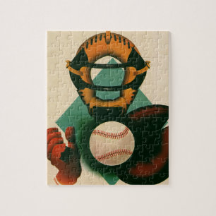 Sporthonkbalspeler, Catcher met Mitt Legpuzzel